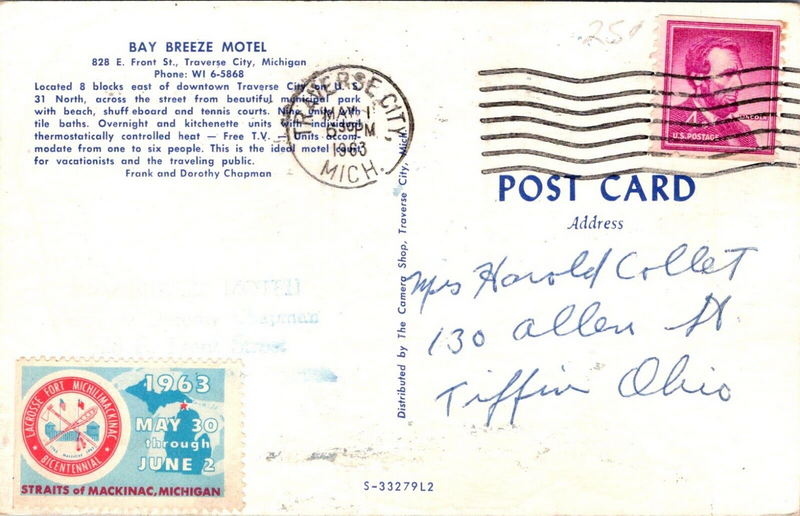 Bay Breeze Motel - Vintage Postcard